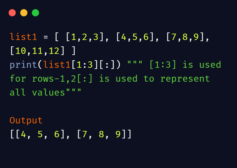 Retrieve values from a python 2d list