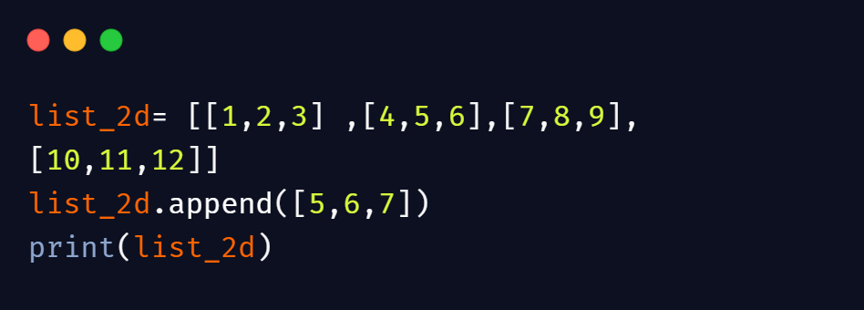 python 2d list