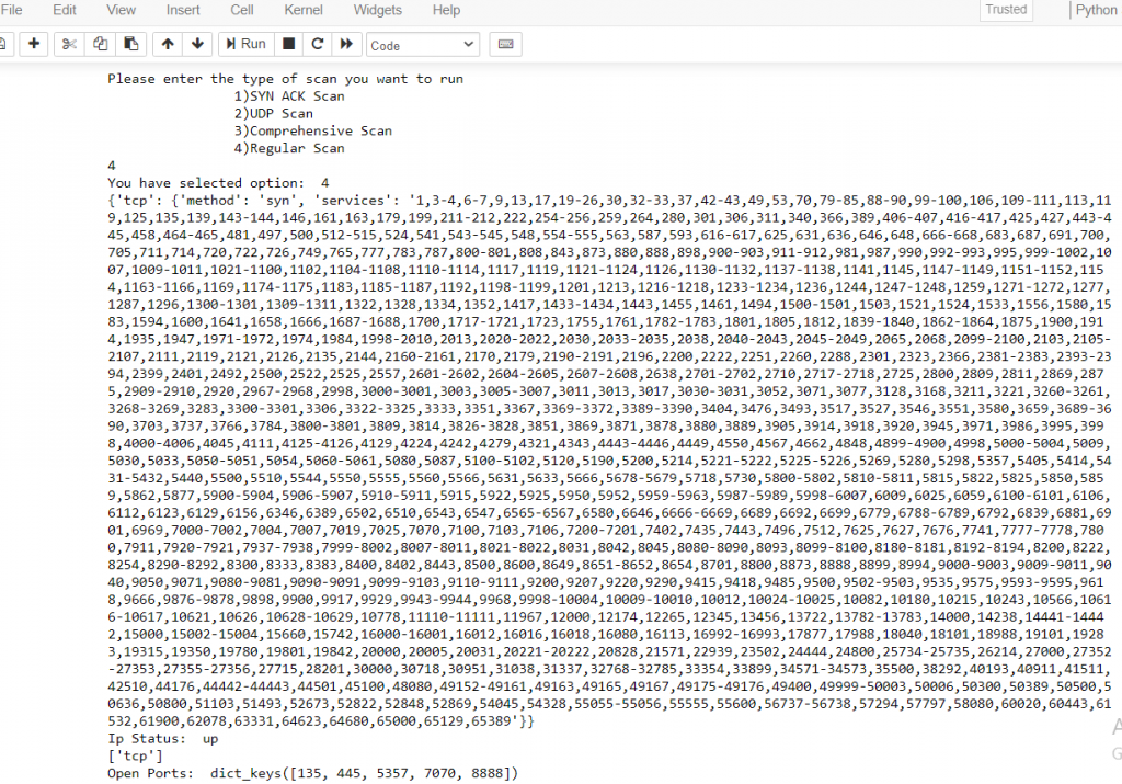 python nmap