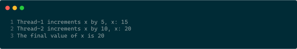 The output of race condition