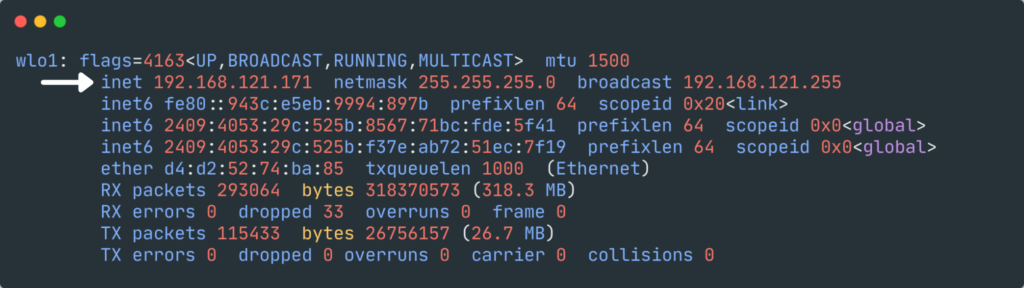 copy the inet IP-address