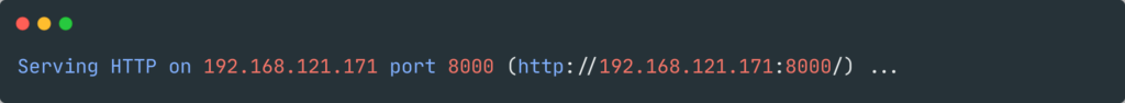 HTTP server started on the host computer
