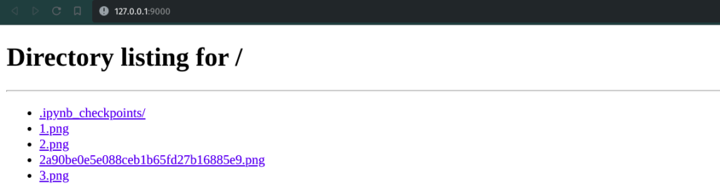 Current directly files displayed.