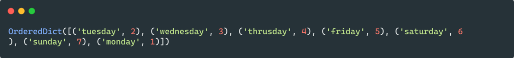 Output of move_to_end() method