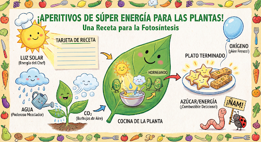 AI-generated infographic of photosynthesis in Spanish