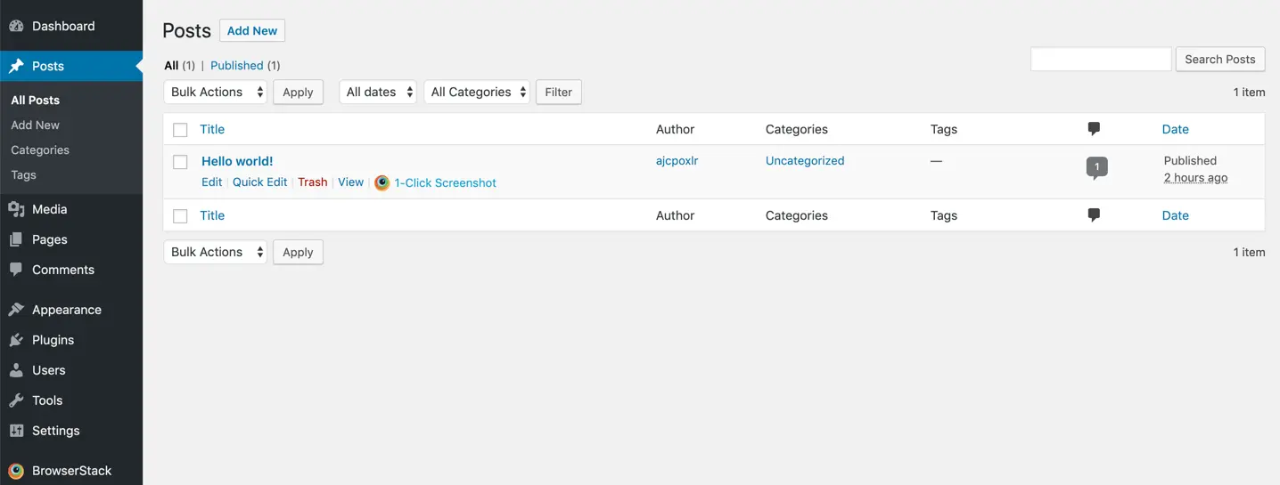 BrowserStack one click screenshot