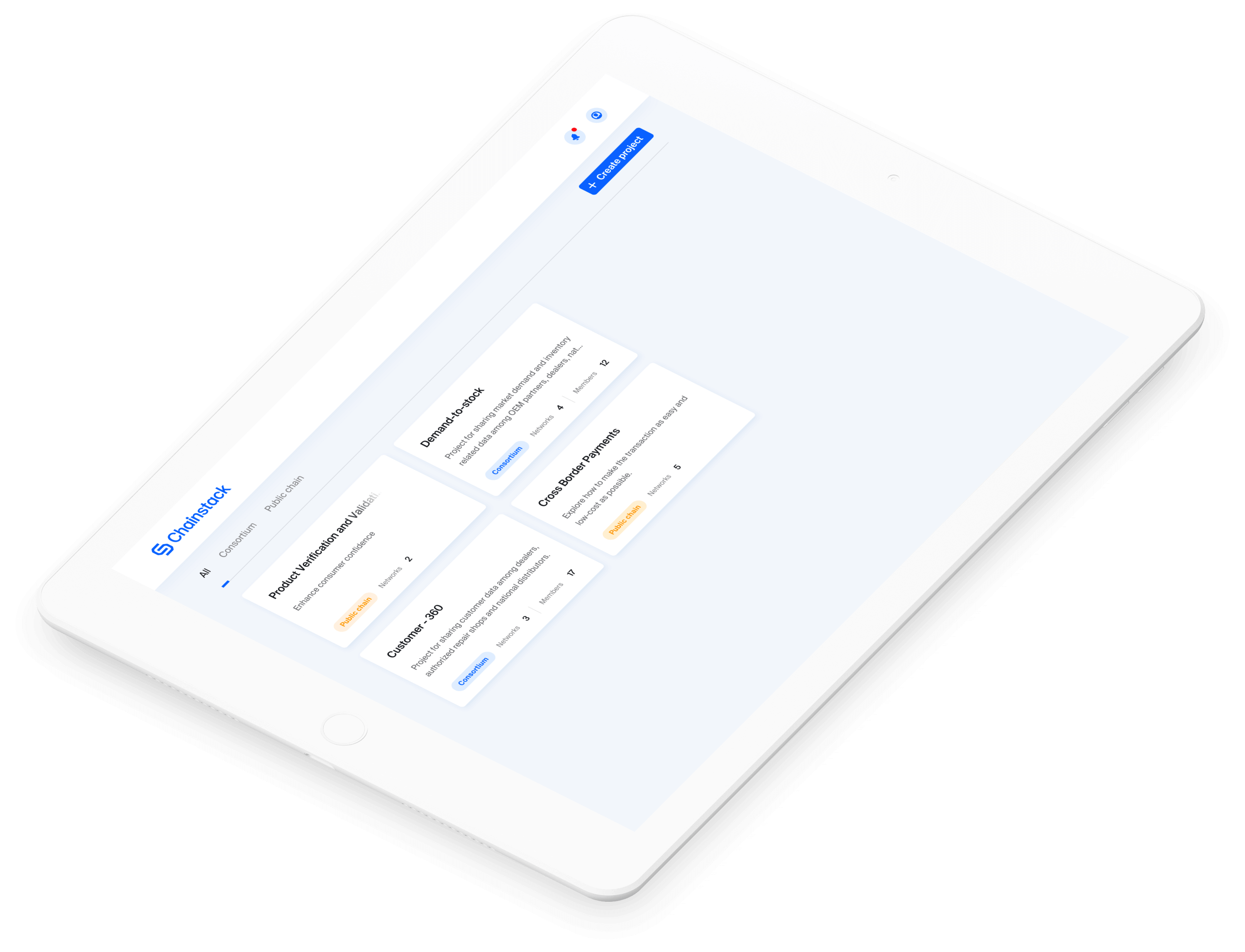 Illustration of the Chainstack platform on a device screen