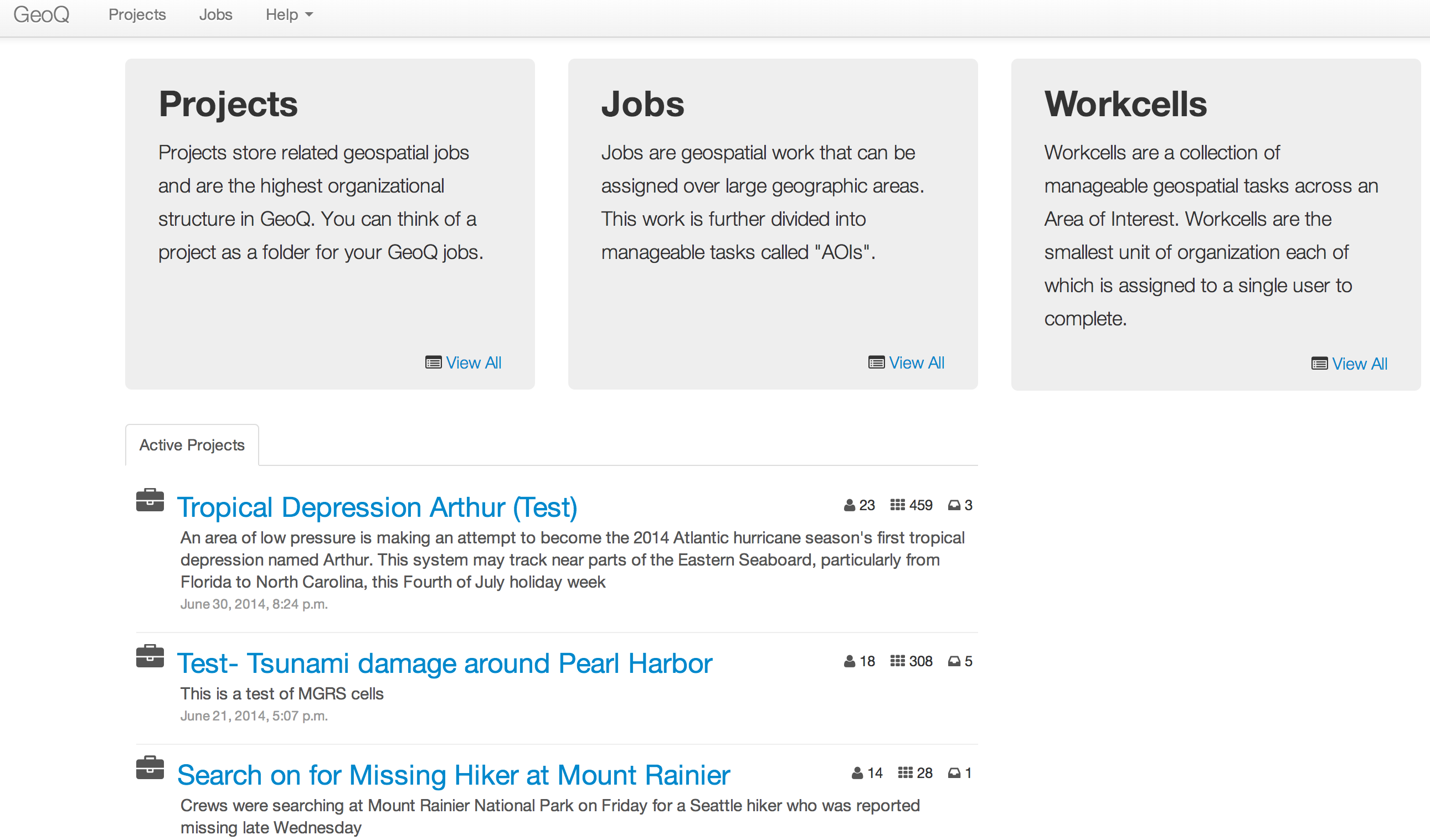 GeoQ Main page