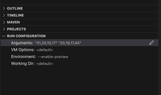Run configuration