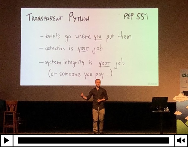 Steve Dower (@zooba) presenting on PEP 551