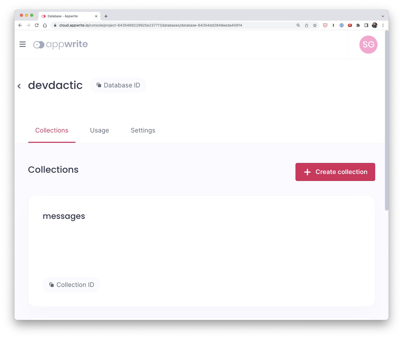 Appwrite collection