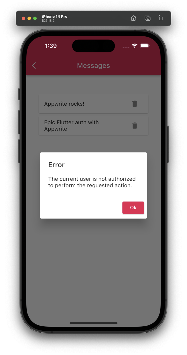 Appwrite permissions error