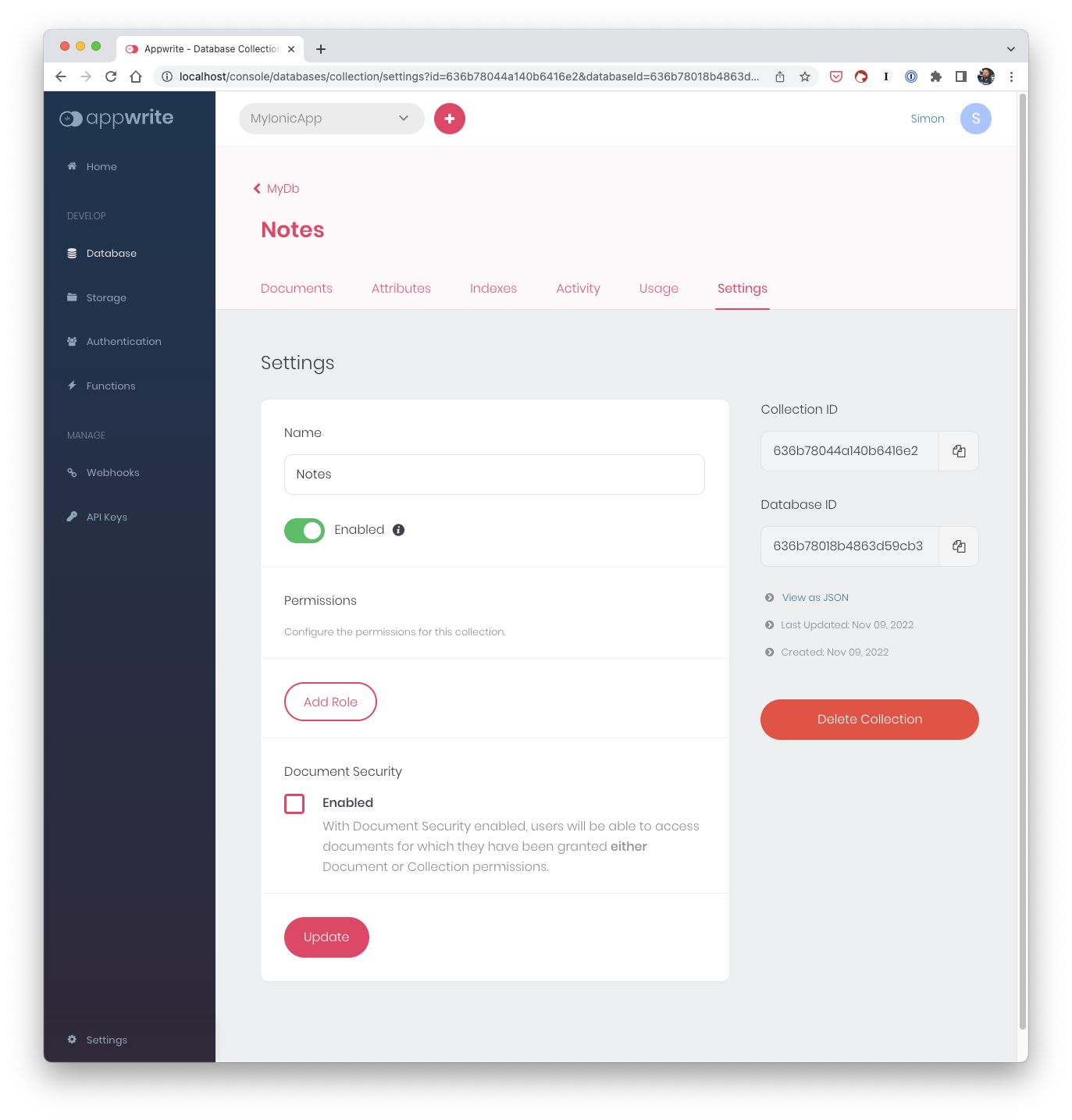 Appwrite collection