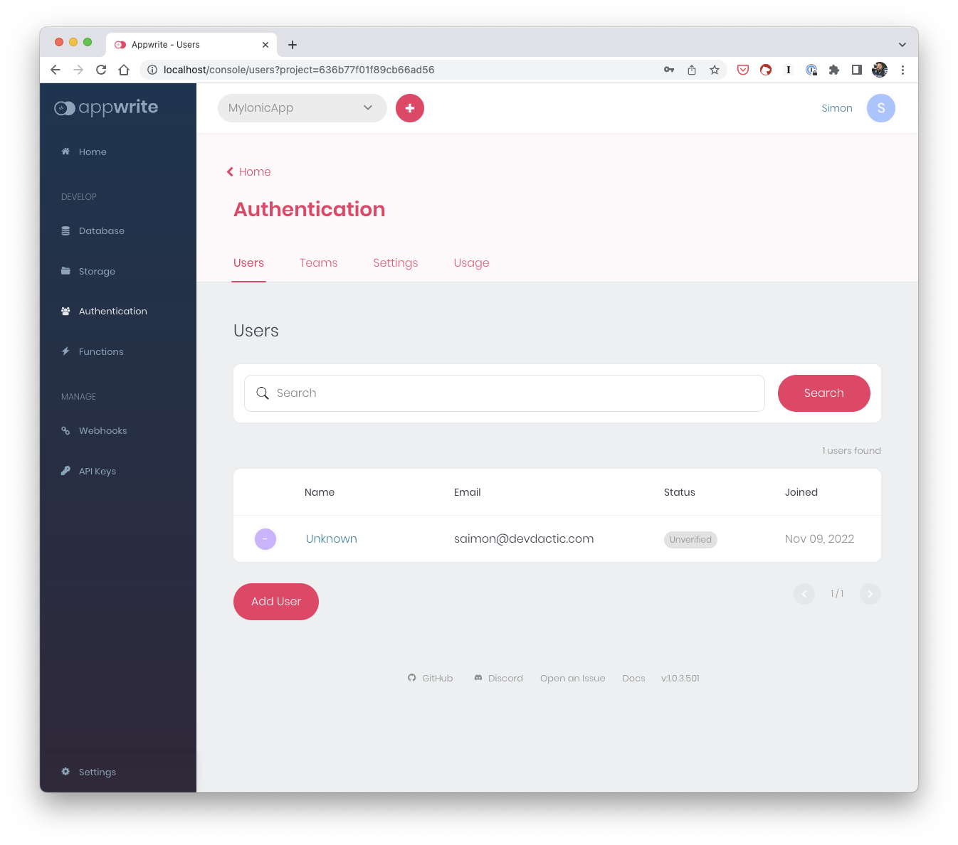Appwrite users