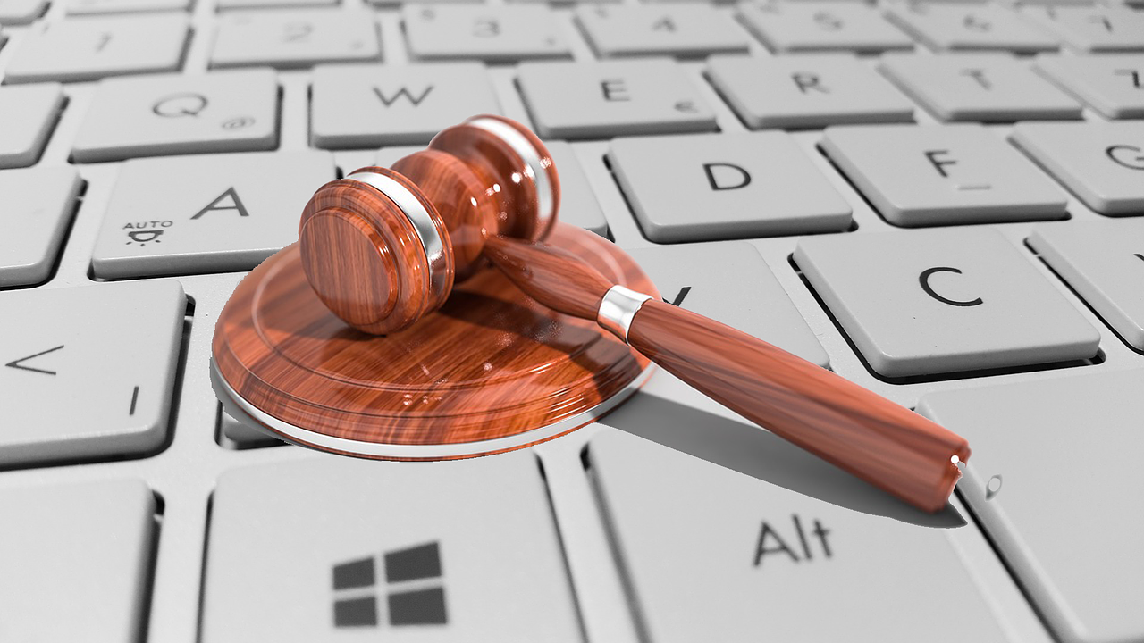 Photo of keyboard with gavel