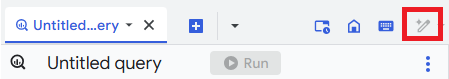 SQL assistant link in BigQuery query editor.