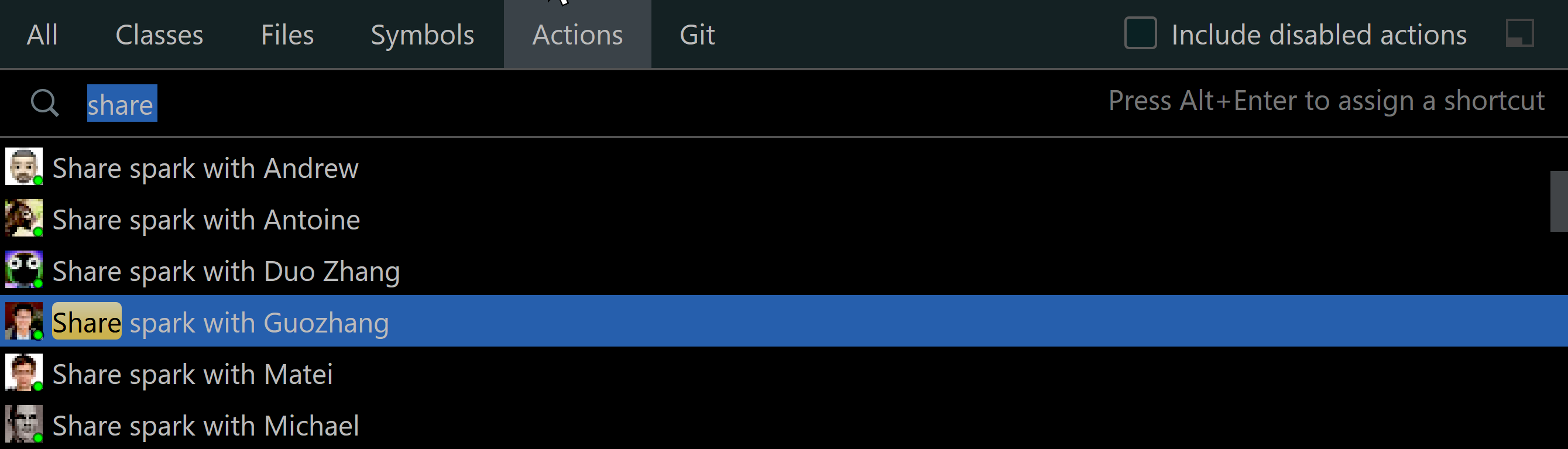 Call Teammate Command Pallete
