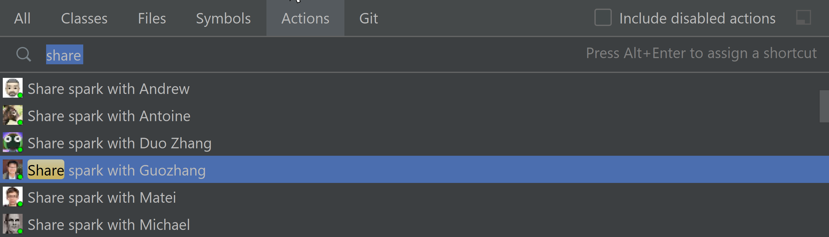 Call Teammate Command Pallete