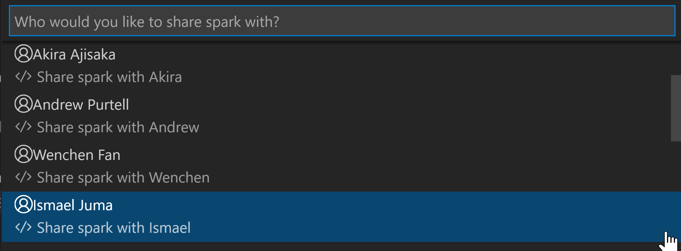 Call Teammate Command Pallete