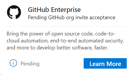 Screenshot of the pending org invite acceptance dialog. GitHub Enterprise pending invitation acceptance