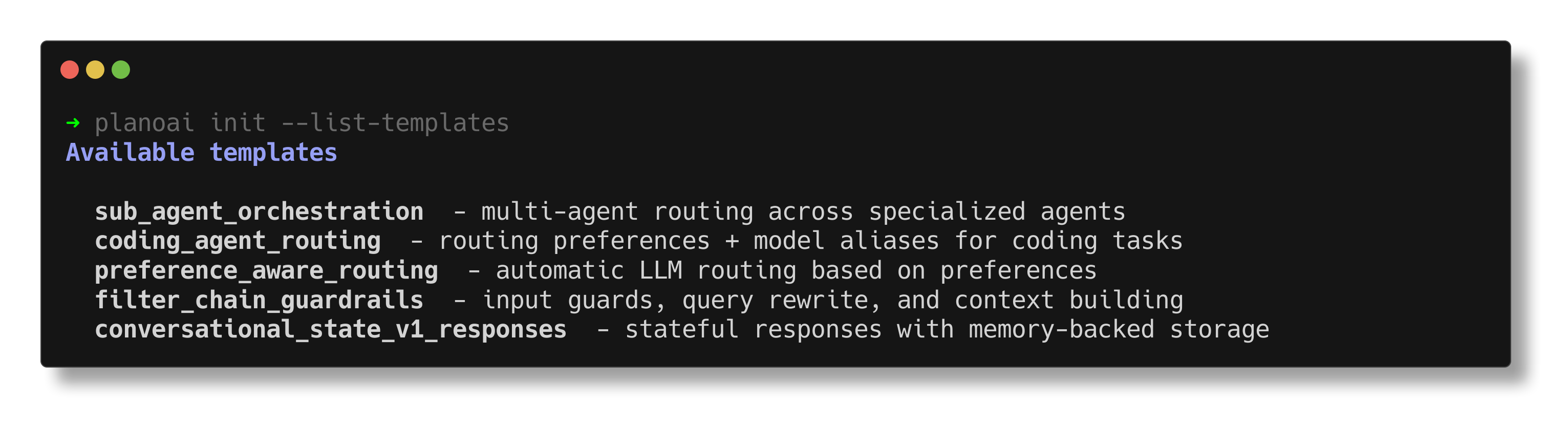 planoai init command screenshot