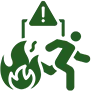 green fire and person