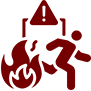 flame and person running icon