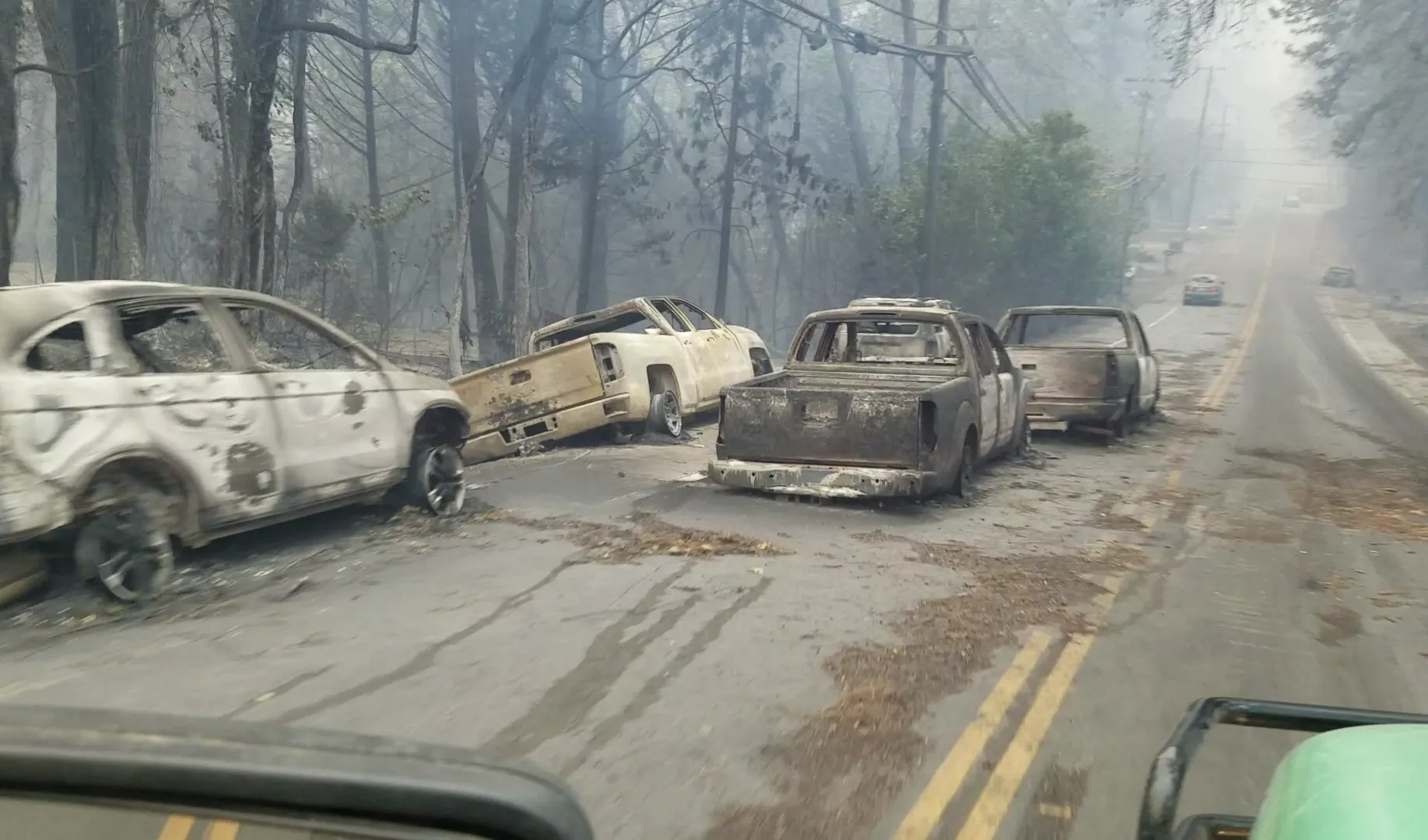 burned vehicles at Camp Fire