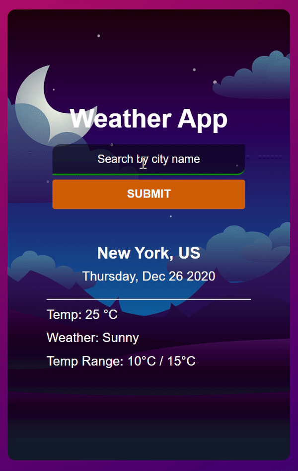 Weather App Output