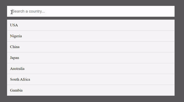 List Search Output