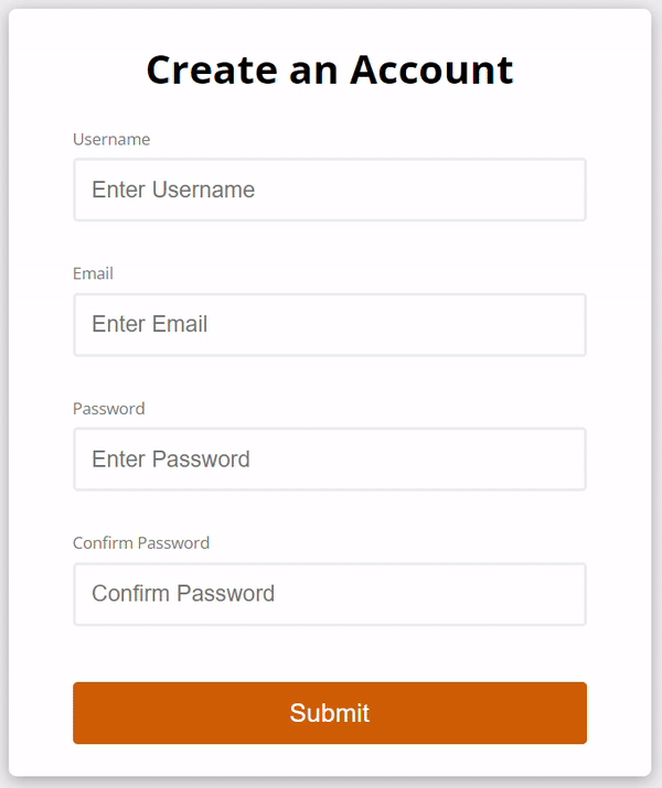 Form Validation Output