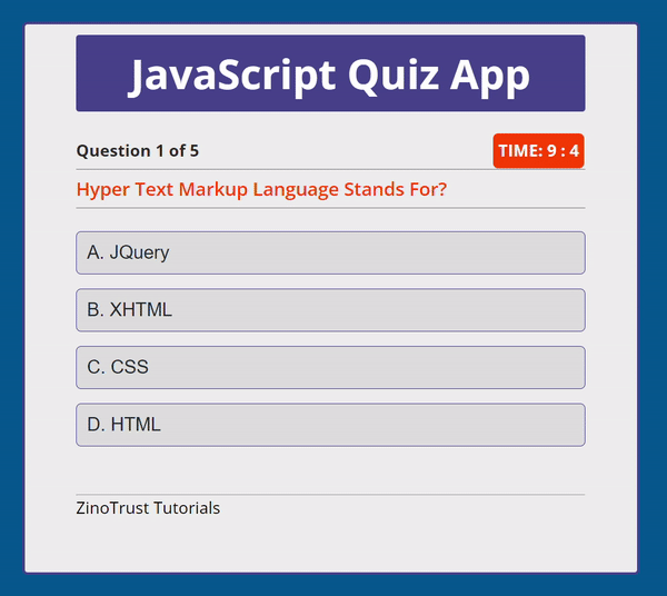 Quiz App Output