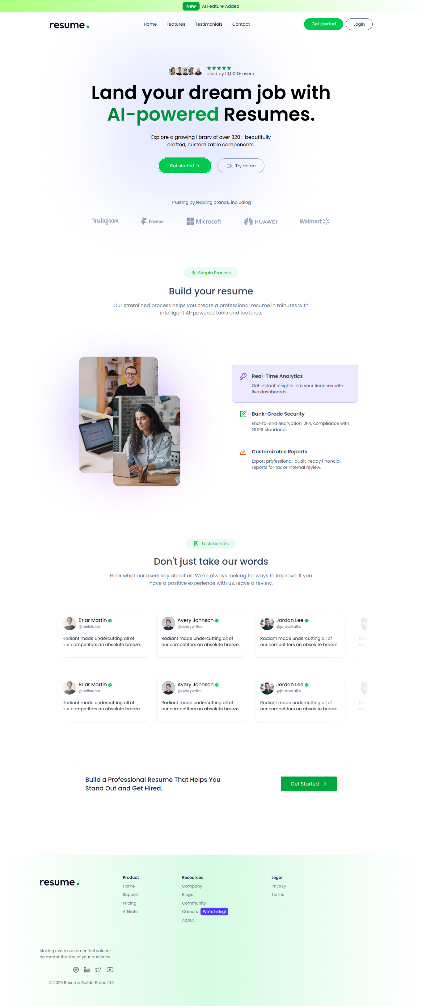 Resume Builder Homepage