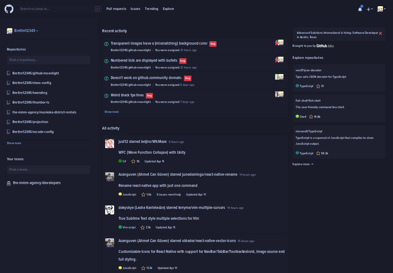 Dashboard (with Refined GitHub)