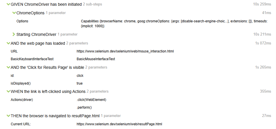 step parameters