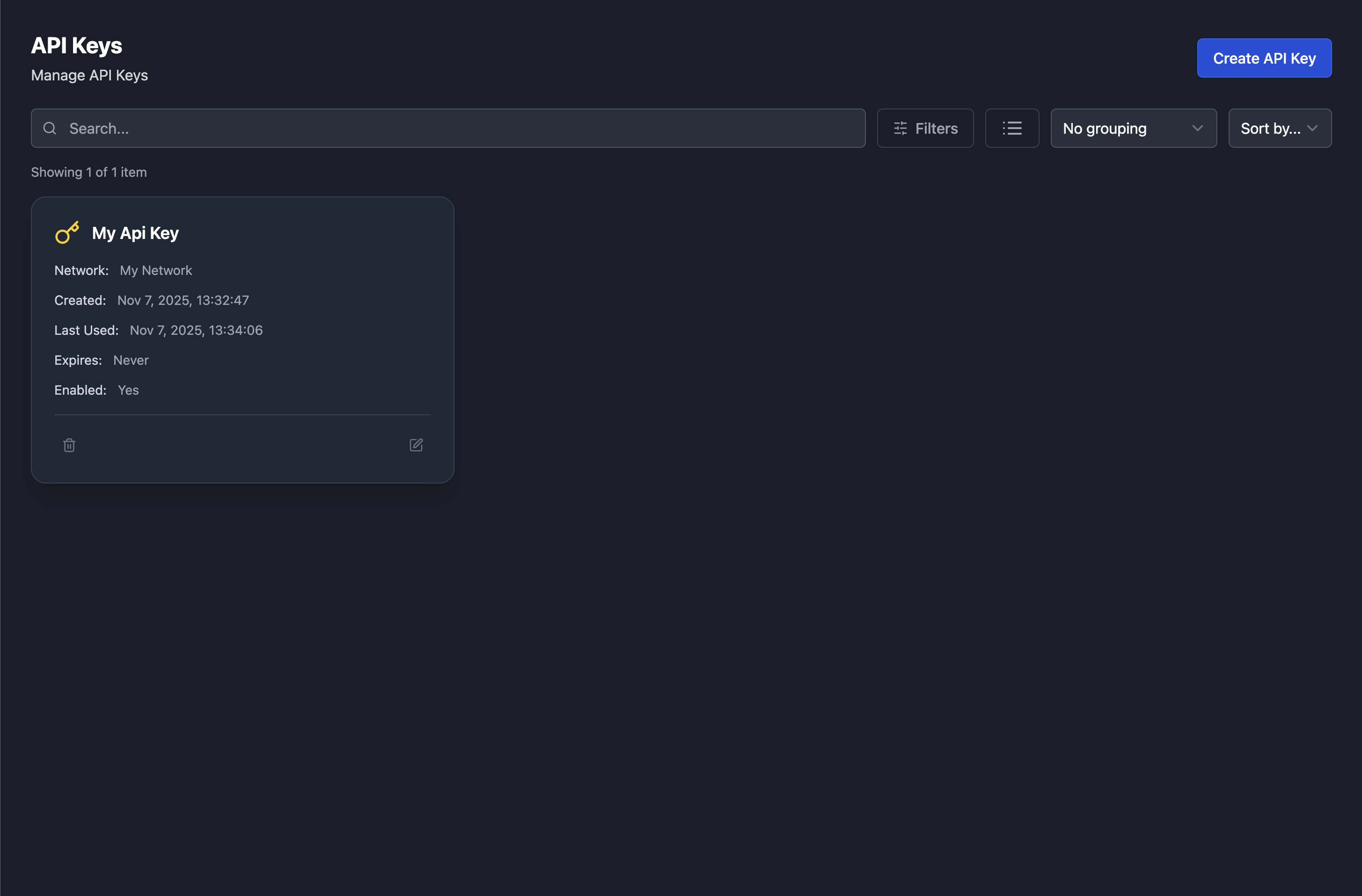 API Keys Tab
