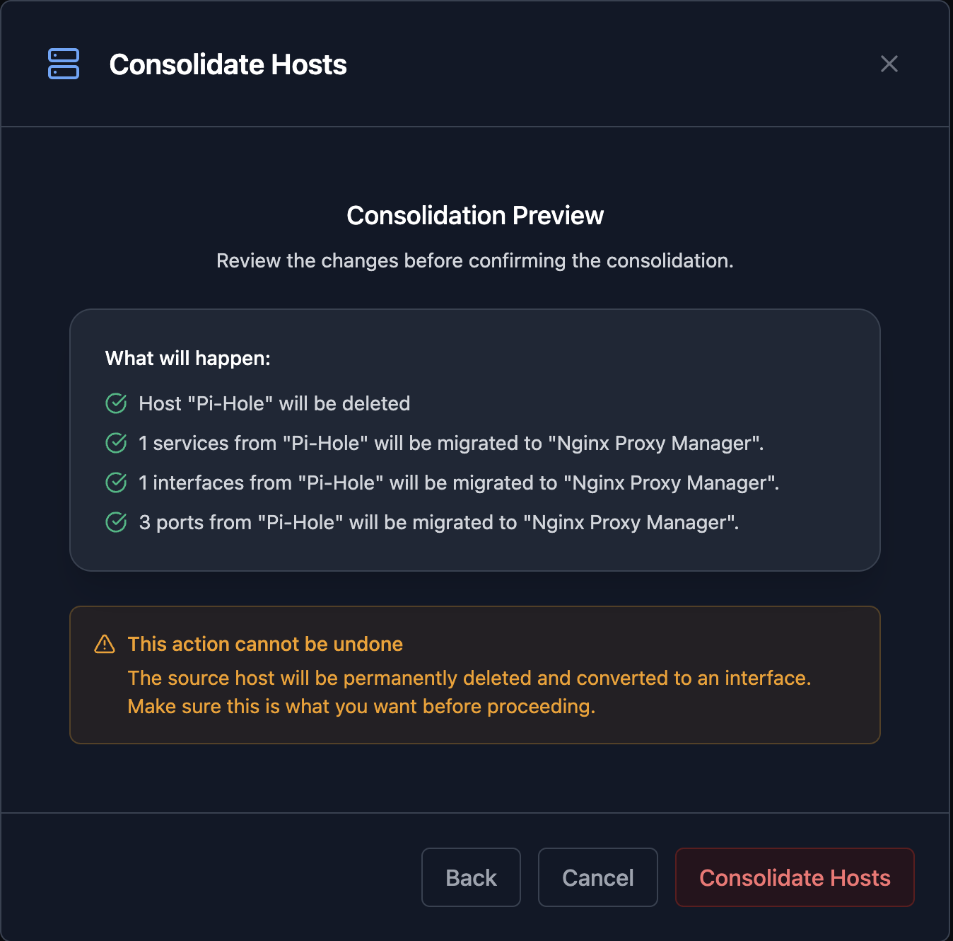 Consolidate Host