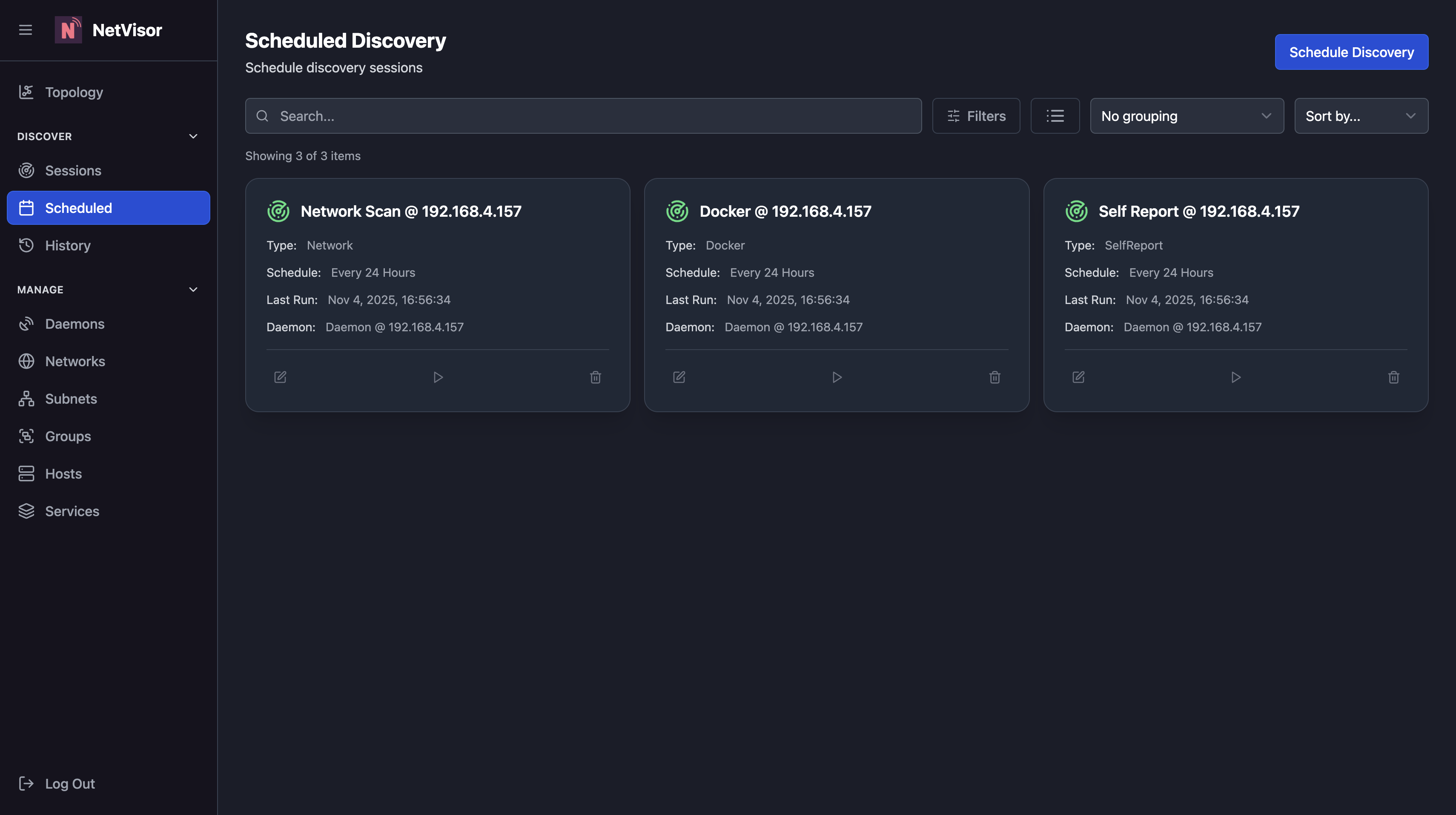 Discovery Scheduled