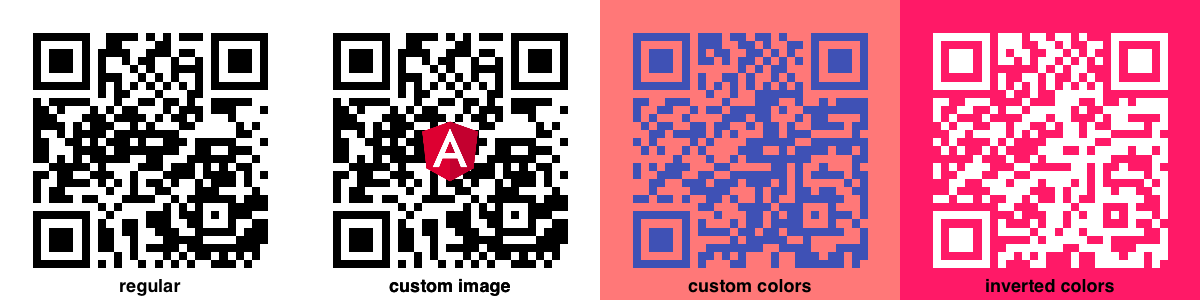 QR Codes generated by angularx-qrcode