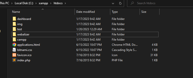 inside htdocs folder