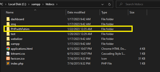 PHPwithFahim Folder
