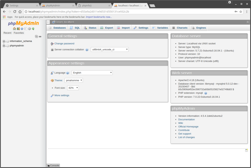 phpmyadmin-frontpage