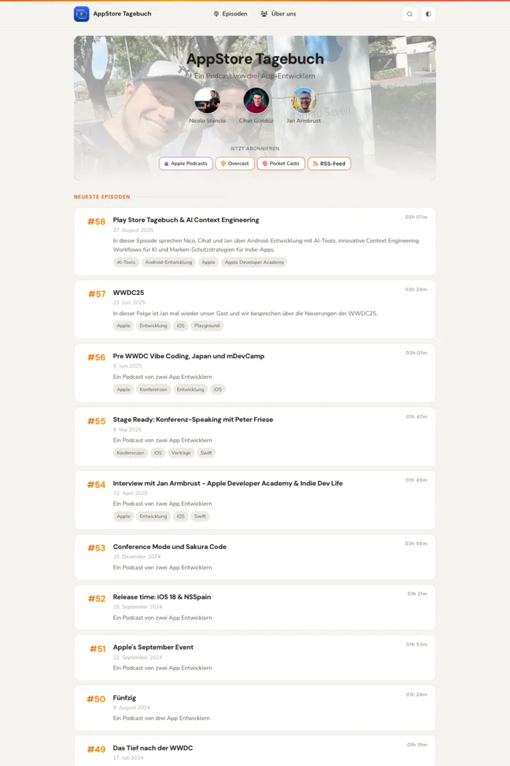 appstore-tagebuch.de – podcast site built with SiteKit