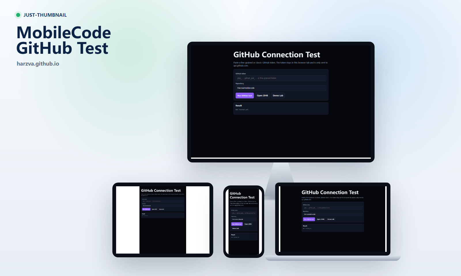 MobileCode GitHub Test responsive preview