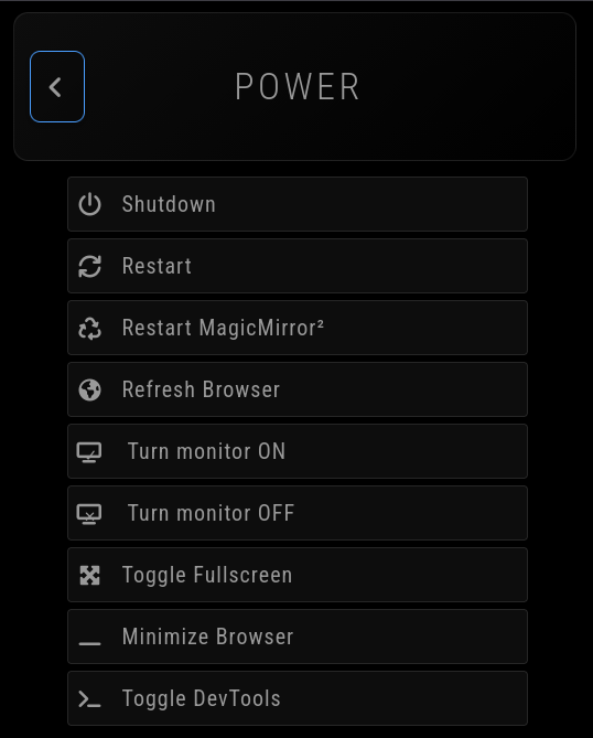 power menu