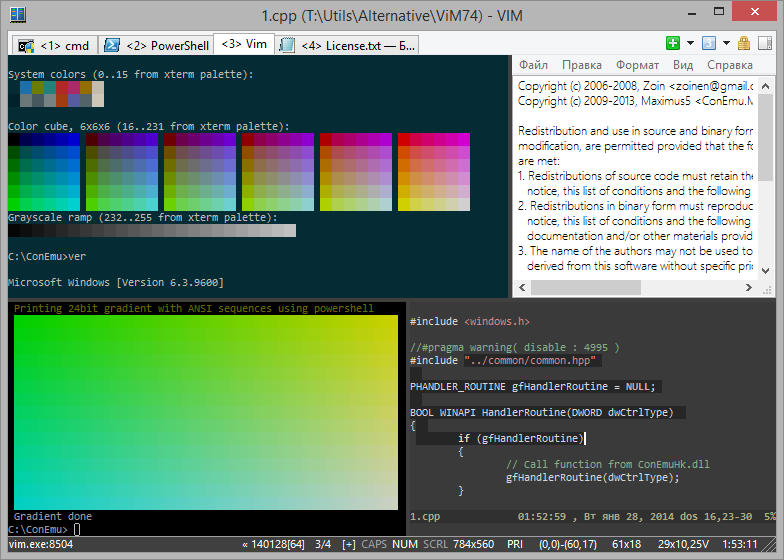 Splits and tabs in ConEmu
