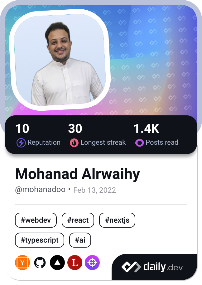 Mohanad Dev Card