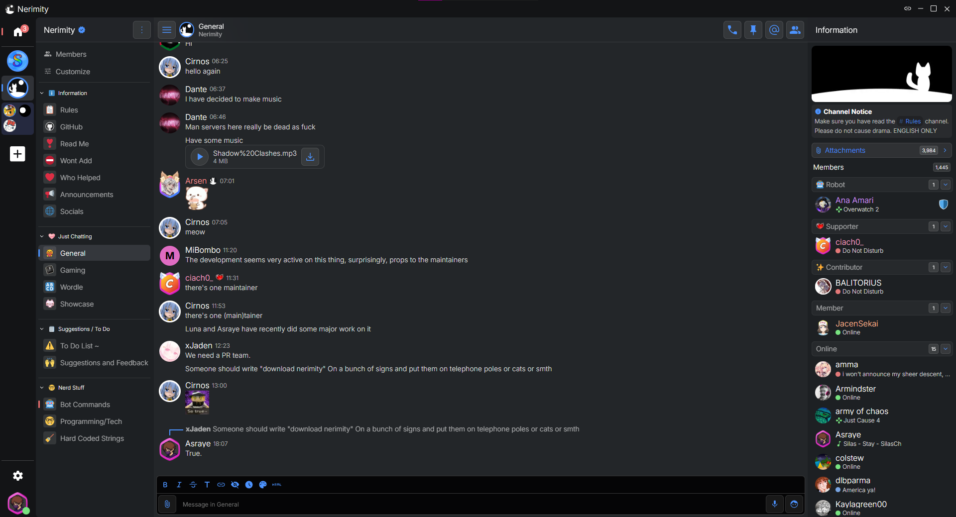 Screenshot of Nerimity