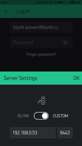 Server properties menu