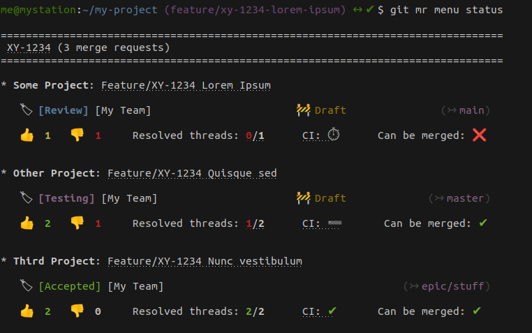 git mr menu status